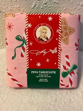 Dolly Parton Christmas Peva Tablecloth 60 x 84 NEW
